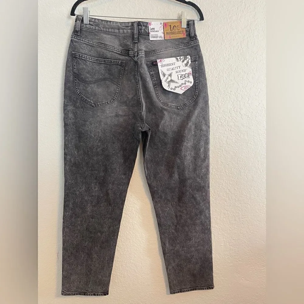 Lee x Daydreamer Women's High Rise 90’s Straight leg Jeans washed black NWT 28